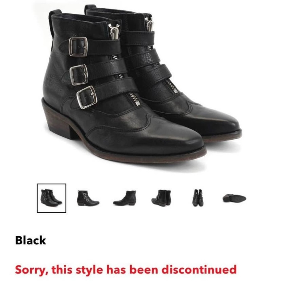 John Fluevog Triple Buckle Black Ankle Booties